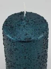 Kerstkaars met Glitters - Blauwgroen