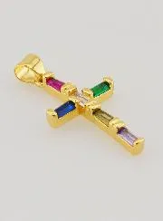 Veelkleurige Kruis Hanger - 23 mm