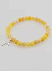 Religieuze Armband met Kruis en Agaat - Geel