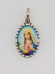 Medaille met Gedraaide Rand 15 mm - Heilig Hart van Maria