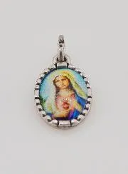 Medaille met Gedraaide Rand 15 mm - Heilig Hart van Maria