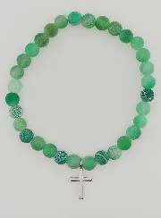 Religieuze Armband met Kruis en Agaat - Groen