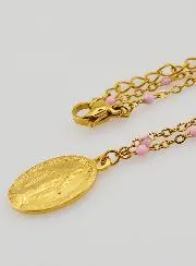Ketting met Kralen en Wonderdadige Medaille - Roze