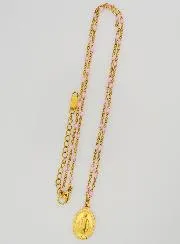 Ketting met Kralen en Wonderdadige Medaille - Roze