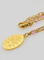 Ketting met Kralen en Wonderdadige Medaille - Roze