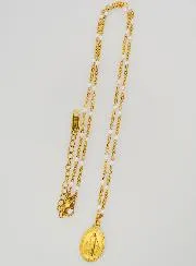 Wonderdadige Medaille en Ketting met Kralen - Wit