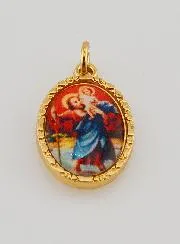 Medaillon met Gedraaide Rand 25mm - Sint Christoffel