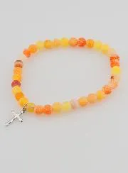 Religieuze Armband met Kruis en Agaat - Oranje