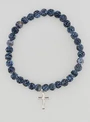 Religieuze Armband met Kruis en Agaat - Zwart