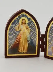 Mini Tweeluik Icoon - Christus en Maria Wonderdadige