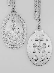 Zilverkleurige Wonderdadige Medaille met Ketting - 22mm