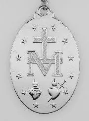 Zilverkleurige Wonderdadige Medaille met Ketting - 33mm