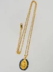 Collier Wonderdadige Medaille – Blauwe Kralen