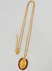 Collier Wonderdadige Medaille – Rode Kralen