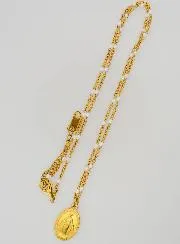 Ketting met Kralen en Wonderdadige Medaille - Wit