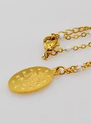 Ketting met Kralen en Wonderdadige Medaille - Wit