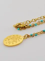 Ketting met Kralen en Wonderdadige Medaille - Turkoois