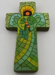 Kruis van Keramiek met Engel van Genezing - 15cm