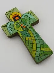 Kruis van Keramiek met Engel van Genezing - 15cm