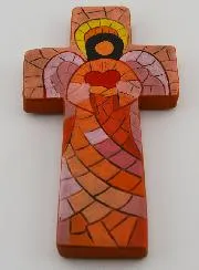 Keramisch Kruis Engel van de Liefde - 15 cm