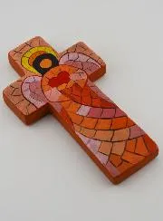 Keramisch Kruis Engel van de Liefde - 15 cm