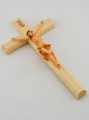 Kruisbeeld van Lindehout en Jezus met Rode Doek - 18cm