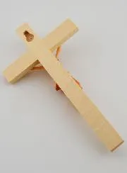 Kruisbeeld van Lindehout en Jezus met Rode Doek - 18cm