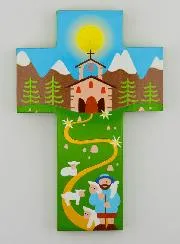 Houten Kinderkruis - De Goede Herder