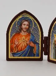 Klein Tweeluik Icoon - Heilige Harten van Jezus en Maria