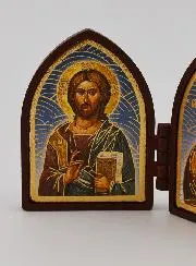 Klein Tweeluik Icoon - Christus Pantocrator en Maria van Vladimir
