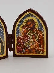 Mini Tweeluik Icoon - Christus Pantocrator en de Heilige Familie