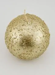 Kaars Kerstbal met Glitters - Champagne