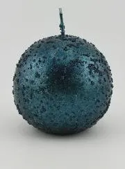 Kerstbal Bolkaars met Glitters - Blauwgroen
