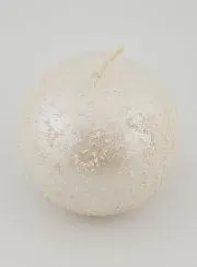 Decoratieve Kaars in Bolvorm met Glitters - Parel Wit