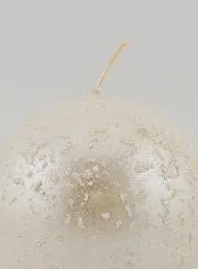 Decoratieve Kaars in Bolvorm met Glitters - Parel Wit