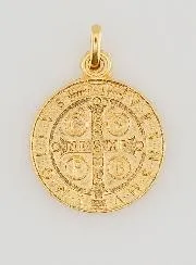 Vergulde Medaille van Heilige Benedictus - 18mm