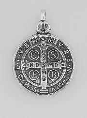 Verzilverde Medaille van Sint-Benedictus - 18mm