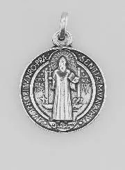 Verzilverde Medaille van Sint-Benedictus - 18mm