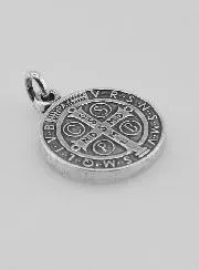 Verzilverde Medaille van Sint-Benedictus - 18mm