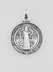 Verzilverde Medaille van Sint Benedictus - 15mm