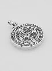 Verzilverde Medaille van Sint Benedictus - 15mm