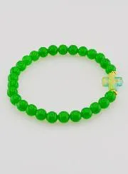 Religieuze armband met Kruis en Groene Jade