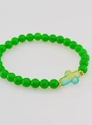 Religieuze armband met Kruis en Groene Jade