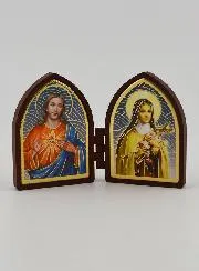 Mini Tweeluik Icoon - Heilig Hart van Jezus en Heilige Theresia