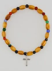 Armband met Kruis - Agaat en Hout