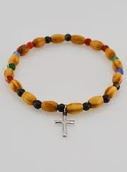 Armband met Kruis - Agaat en Hout