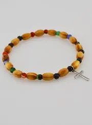 Armband met Kruis - Agaat en Hout