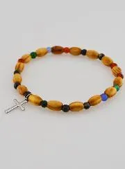Armband met Kruis - Agaat en Hout