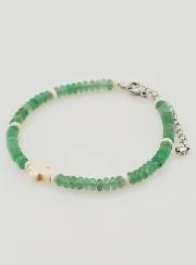 Armband met Kruis en Groene Stenen