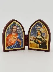 Klein Tweeluik Icoon - Heilig Hart van Jezus en Sint Rita
